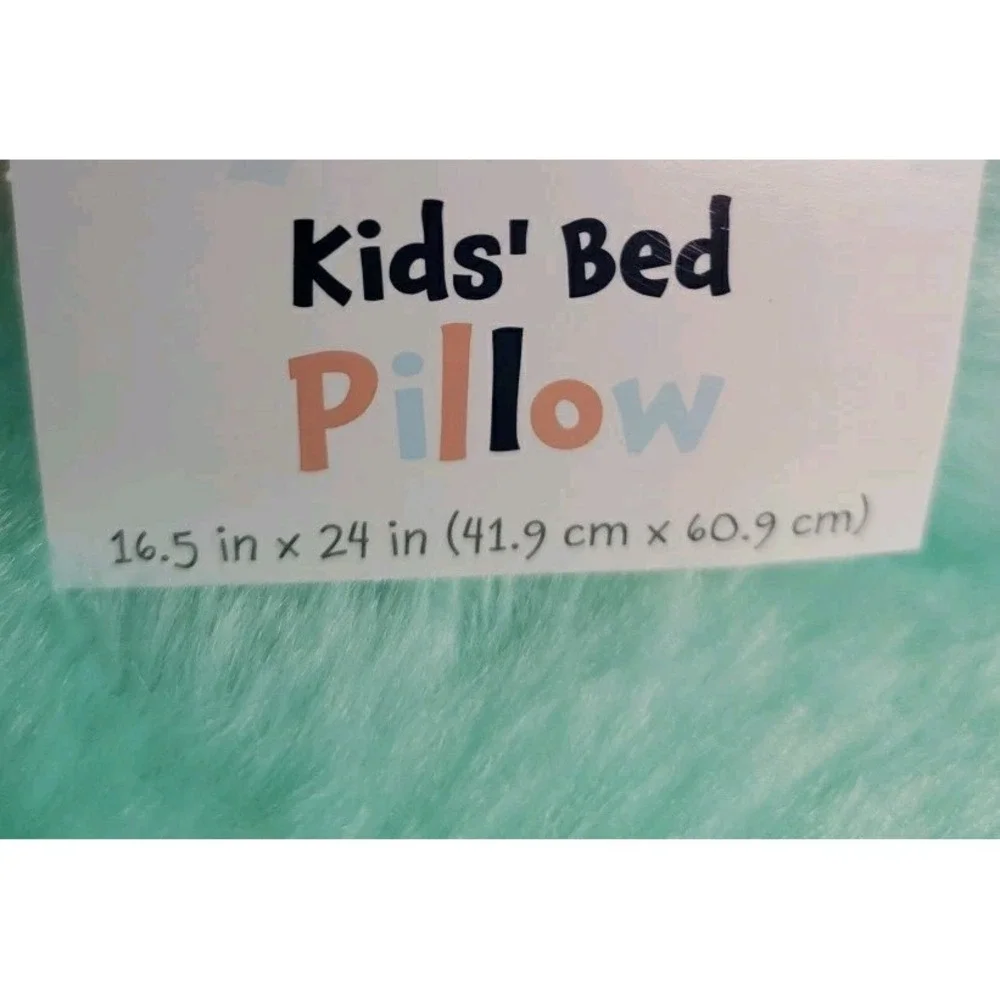 Owl Kids Bed Pillow Mint Green 16.5x24 Soft Fuzzy Plush Sleepy Face NWT